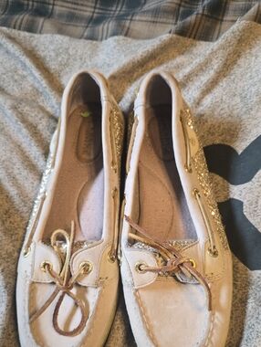 Sperry Women's Light Pink Glitter Boat Shoes